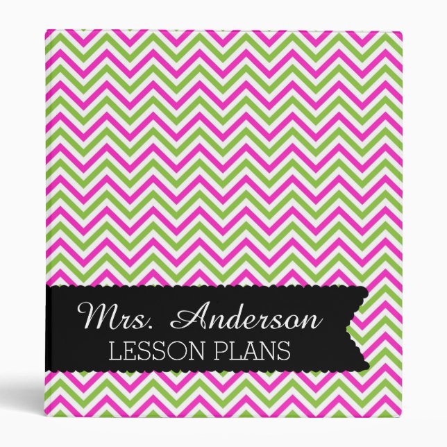 Colourful Chevron Teacher Lesson Plan Binder (Front)