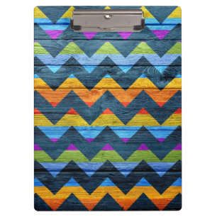 Colourful Chevron Wood Abstract #2 Clipboard