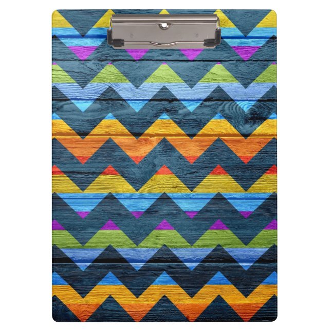 Colourful Chevron Wood Abstract #2 Clipboard (Front)
