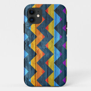 Colourful Chevron Wood Abstract #3 iPhone 11 Case