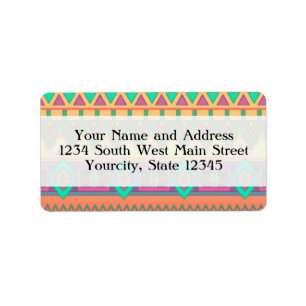 Colourful Chevron Zig Zag Tribal Aztec Ikat Label