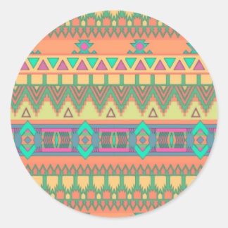 Colourful Chevron Zig Zag Tribal Aztec Ikat Patter Classic Round Sticker
