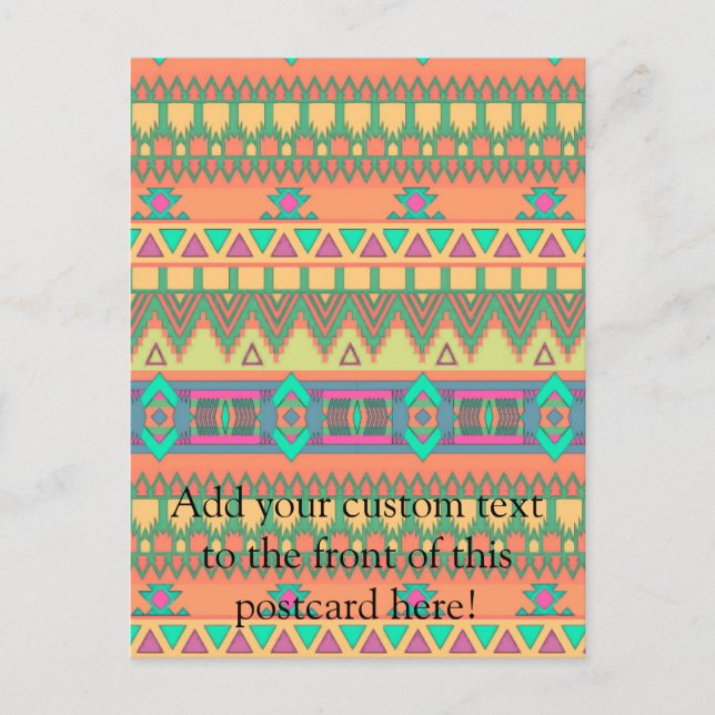 Colourful Chevron Zig Zag Tribal Aztec Ikat Patter Postcard (Front)