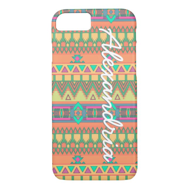 Colourful Chevron Zig Zag Tribal Aztec Pattern Gir Case-Mate iPhone Case (Back)