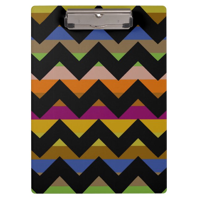 Colourful Chevron Zigzag Pattern 2 Clipboard (Front)