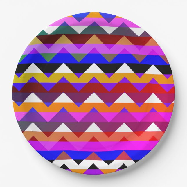 Colourful Chevron Zigzag Pattern #49 Paper Plate (Front)