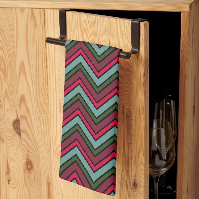 Colourful chevron zigzag pattern kitchen towel (Thirds Fold)