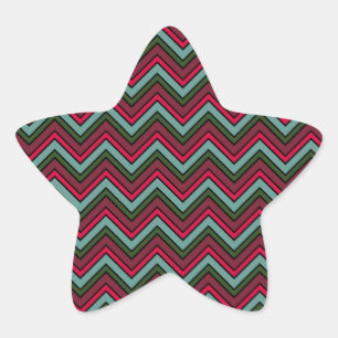 Colourful chevron zigzag pattern star sticker