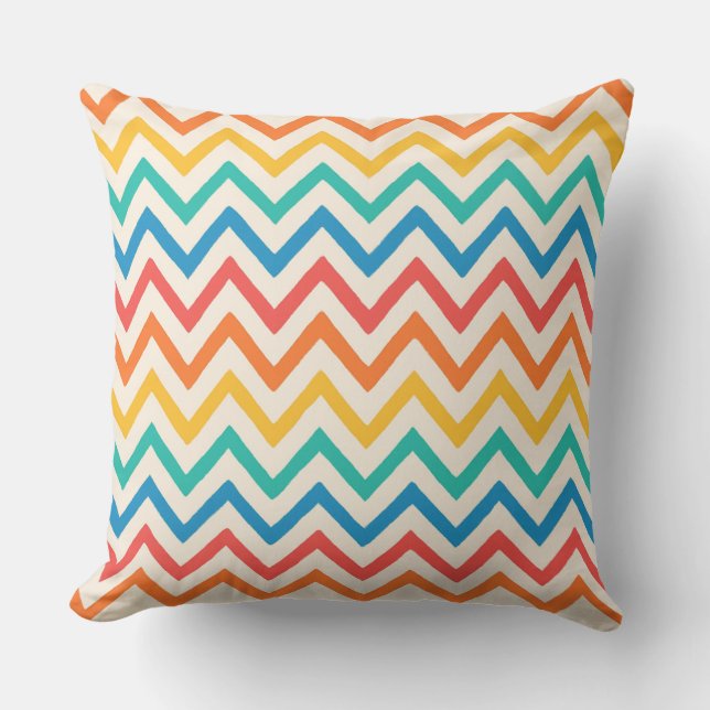 Colourful Chevron Zigzag Pattern Throw Pillow (Front)