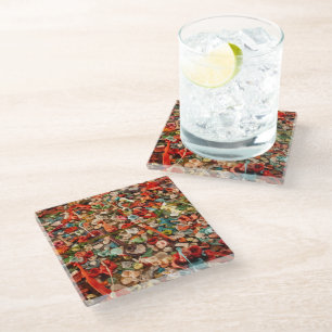 Colourful Chewed Gum Glass Coaster