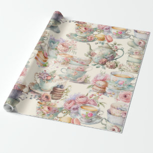Colourful chic afternoon tea wrapping paper