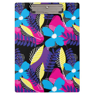 Colourful Chic Floral & Dot Pattern with Leaves Clipboard