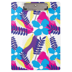 Colourful Chic Floral & Dot Pattern with Leaves Clipboard