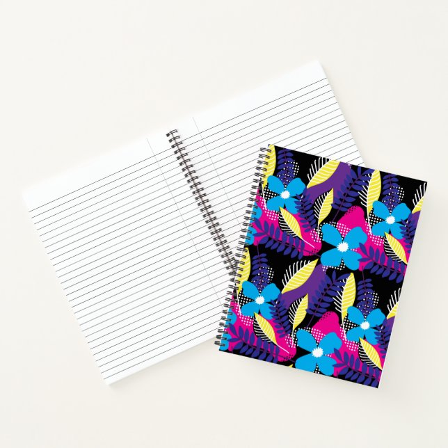 Colourful Chic Floral & Dot Pattern with Leaves No Notebook (Inside)