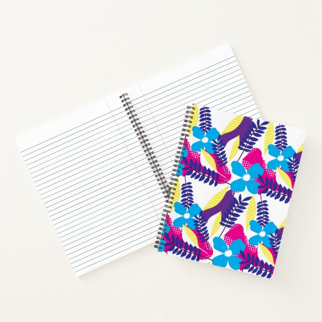Colourful Chic Floral & Dot Pattern with Leaves Notebook (Inside)