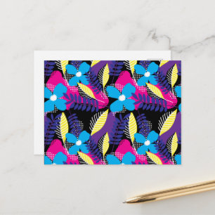Colourful Chic Floral & Dot Pattern with Leaves Po Postcard