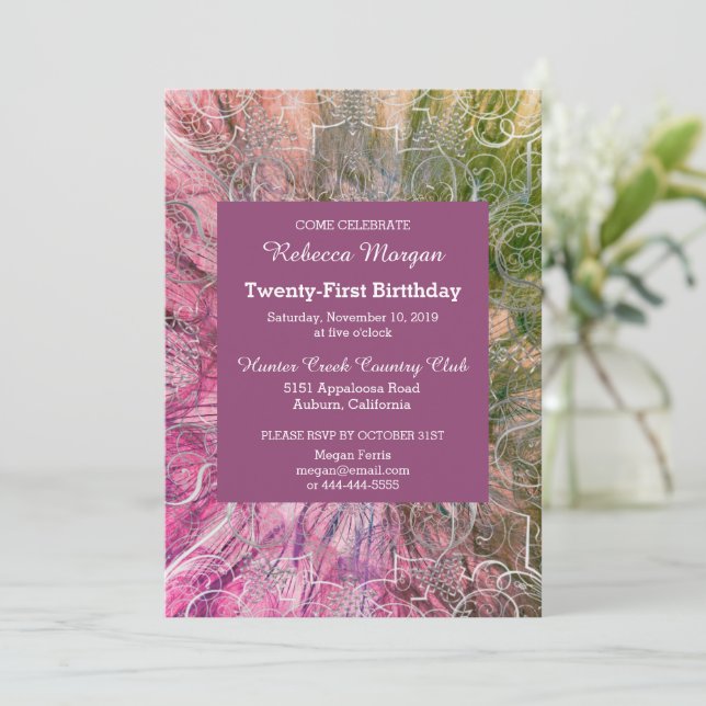 Colourful Chic Glitzy Birthday Invitation (Standing Front)