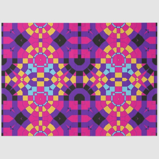 Colourful Chic Op Art Mosaic Geometric Pattern Tissue Paper (Front)