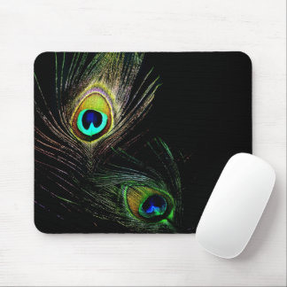 Colourful Chic Peacock Feathers Modern Photography Mouse Pad