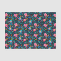 Colourful Chic Pink Blue Wildflower Floral Pattern