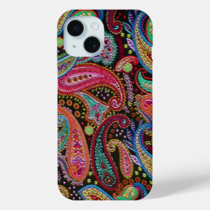 Colourful Chic Pretty Paisley Floral Art Pattern iPhone 15 Case