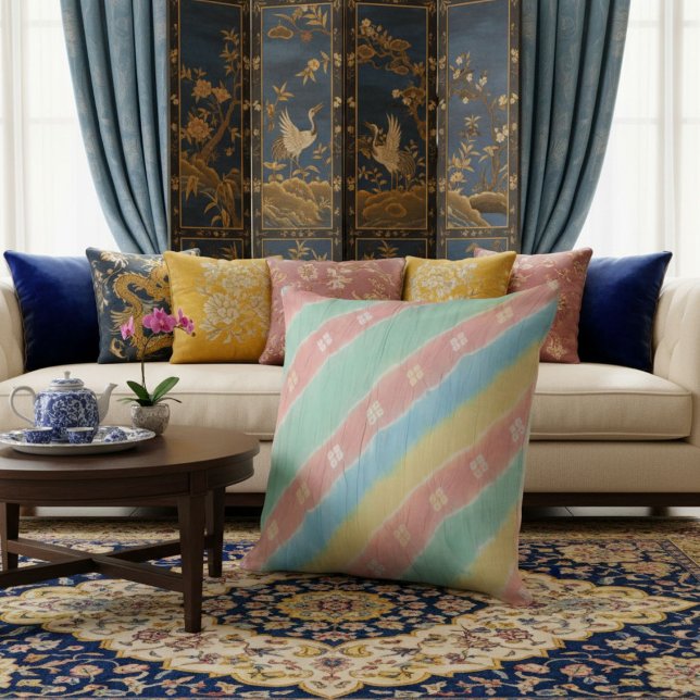  Colourful chic stylish  elegant geometric  Throw Pillow (Creator Uploaded)