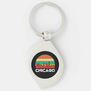 Colourful Chicago Windy City Cityscape Keychain