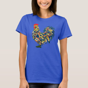 Colourful Chicken Shirt, Floral Chicken Shirt, Far T-Shirt