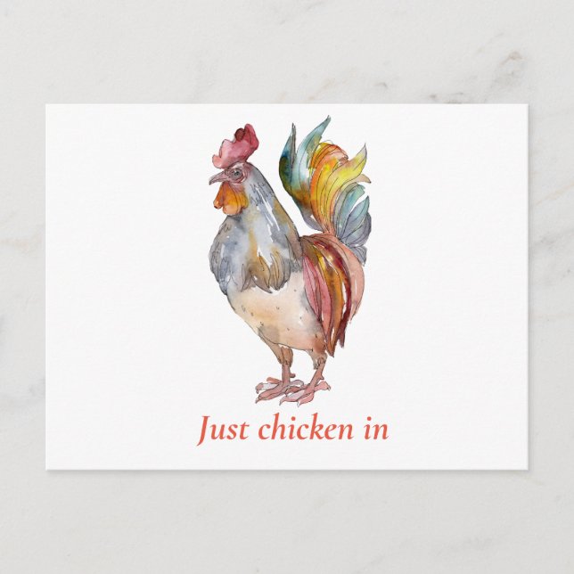 Colourful Chicken Watercolor Funny just chicken in Postcard (Front)