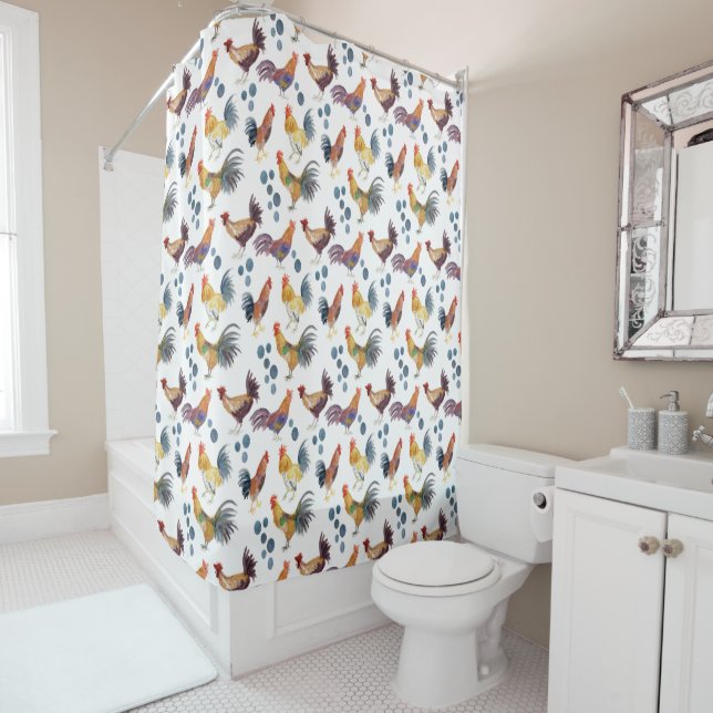 Colourful Chickens & Eggs Watercolor Pattern  (In Situ)