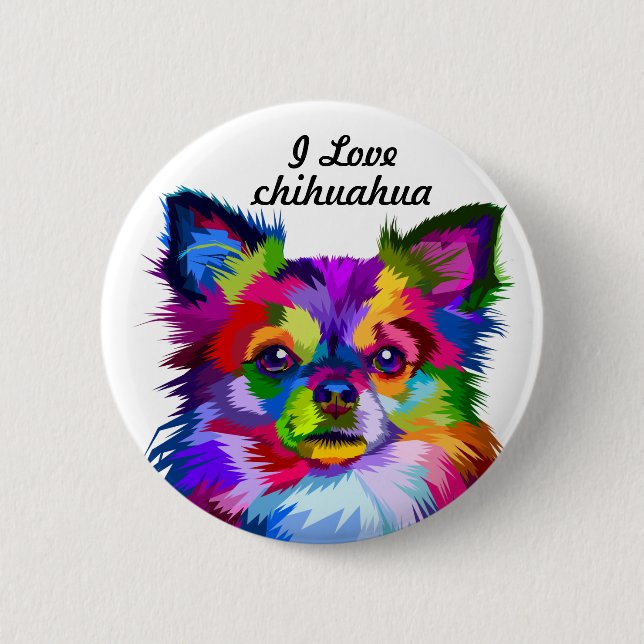 Colourful chihuahua dog - Button (Front)