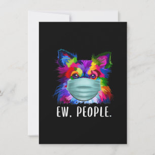 colourful chihuahua ew people dog wearing facemask thank you card