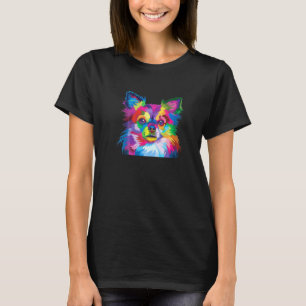 Colourful Chihuahua Long Hair Dog  Pop Art Artisti T-Shirt