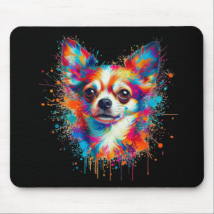 Colourful Chihuahua Paint Splatter Mouse Pad
