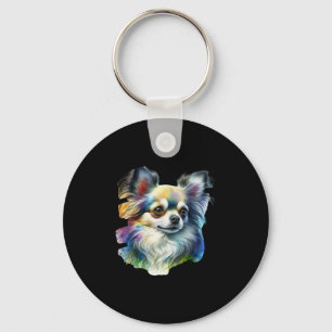 Colourful Chihuahua Portrait Keychain