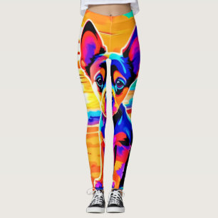 Colourful Chihuahua Puppy on Sunset Beach Leggings