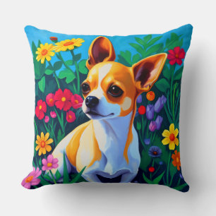 Colourful Chihuahua  Throw Pillow