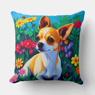 Colourful Chihuahua Throw Pillow