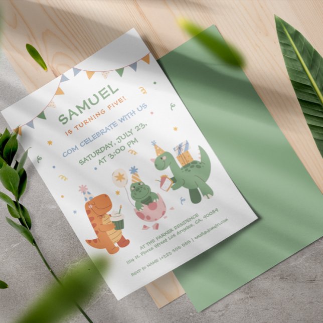 Colourful Childish Dinosaurs Kids Birthday  Invitation (Creator Uploaded)