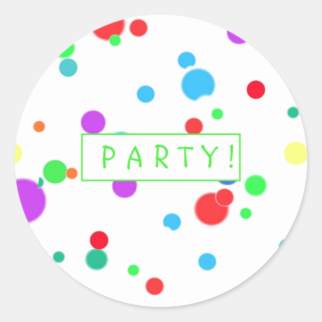 Colourful Children’s Birthday Party Classic Round Sticker (Front)
