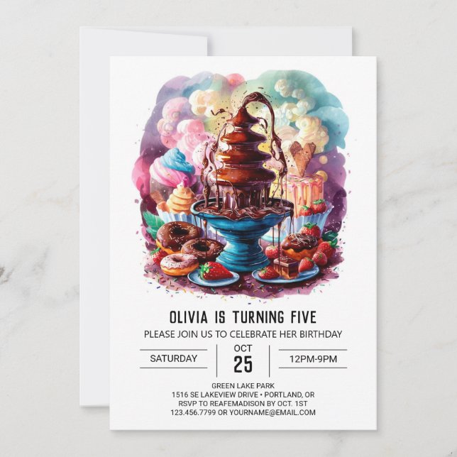 Colourful Children's Chocolate Birthday Invitation (Front)