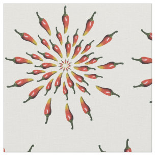 Colourful chili peppers mandala art fabric
