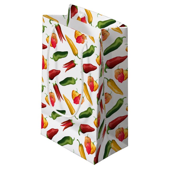 Colourful Chili peppers Small Gift Bag (Front Angled)