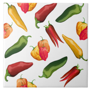 Colourful Chili peppers Tile