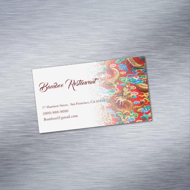 Colourful Chinese Auspicious Cloud Dragon Design Magnetic Business Card (In Situ)