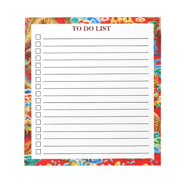 Colourful Chinese Auspicious Cloud Dragon Design Notepad (Front)