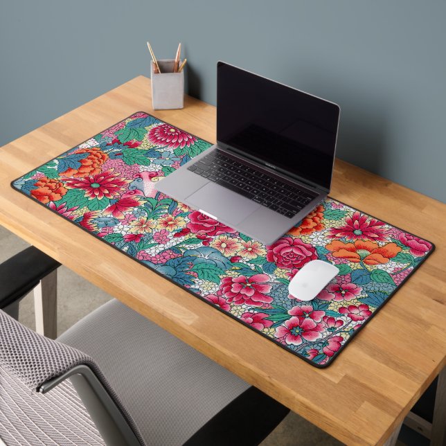 Colourful Chinese Floral Pattern Desk Mat (Office 2)
