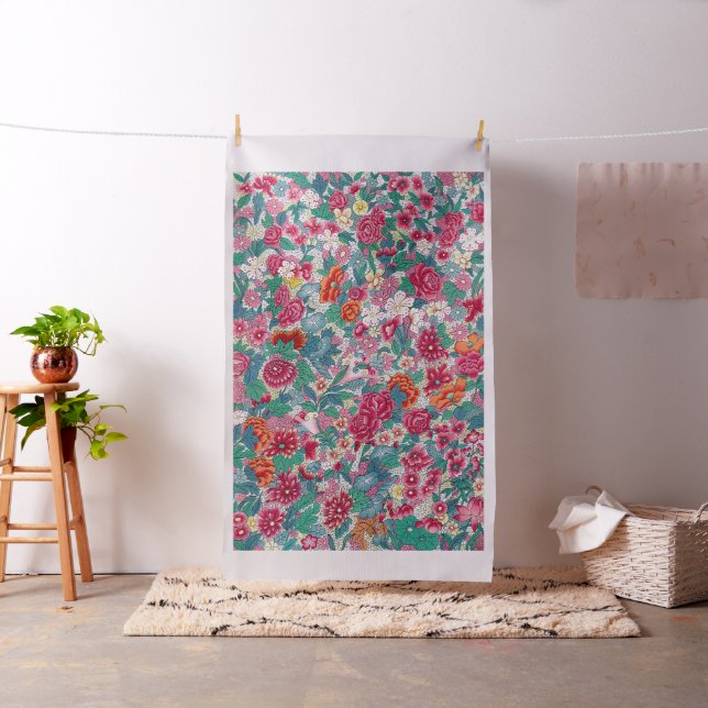 Colourful Chinese Floral Pattern Fabric (In Situ)