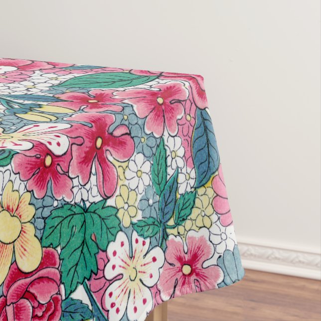 Colourful Chinese Floral Pattern Tablecloth (In Situ)