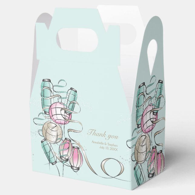 Colourful Chinese Lantern & Ribbon Theme Favor Box (Opened)